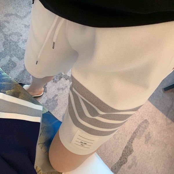 

tb college style ice silk knitted shorts women's sports pants, Black;white