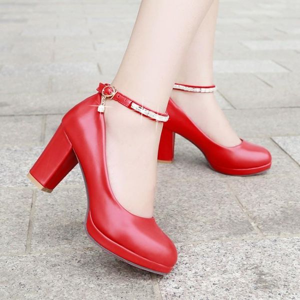 

dress shoes white black work high heels wedding women single a word buckle rhinestone platform pump small size 32 big 42 43