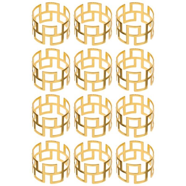 

napkin rings 12pcs metal decor decorative table (golden)