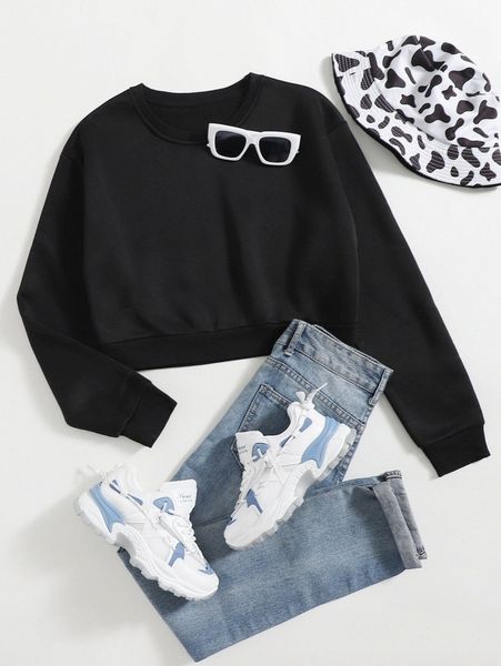 

solid round neck thermal pullover o1yn#, White;black