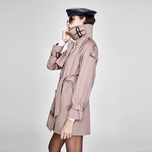 

autumn 2021 new double breasted with sashes women trench ol chic solid loose coat windbreaker casaco abrigo 41k0, Tan;black