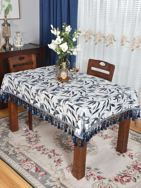 

table cloth rectangular nordic covering drooping chinese fabric light luxury tablecloth high-end tassel lace