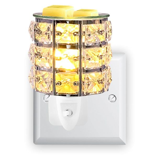 

fragrance lamps plug-in metal and crystal clear electric lamp night light wax melt oil burner with extra spare bulb & glass plate