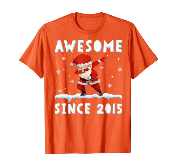 

dabbing santa claus awesome since 2015 4 years xmas gift t-shirt, White;black
