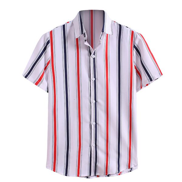 

men hawaiian summer fashion printed short mouwen comfortable shirt bussinessman jurk shirts blouse chemise, White;black