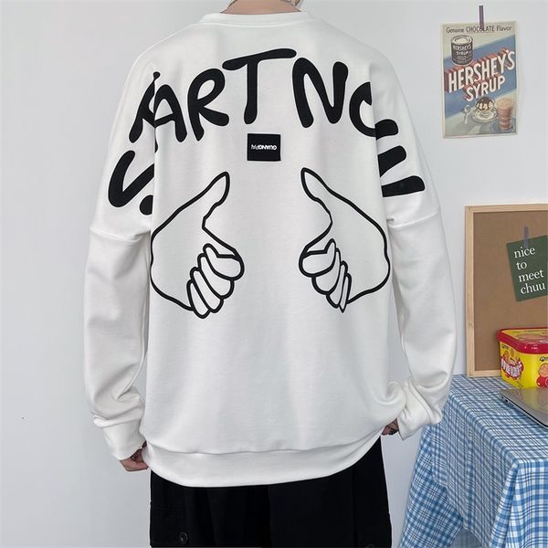

men's hoodies & sweatshirts male sweatshirt with long sleeves, casual autumn hoodie, round collar, hip hop, streetwear, white/black/gra