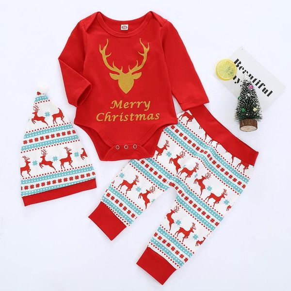 

clothing sets born baby christmas clothes set outfit infant boys girls romper jumpsuit bodysuit pants for kids autumn, White