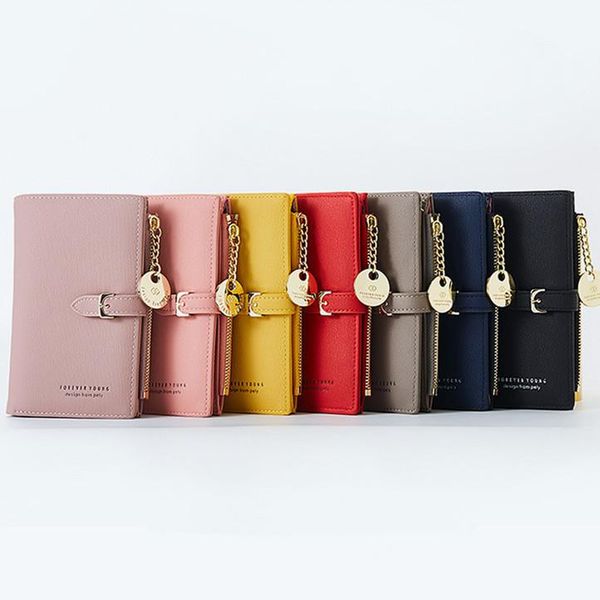 

wallets trend solid women's wallet short soft multi card pu fold women hasp purse zipper coin purses, Red;black