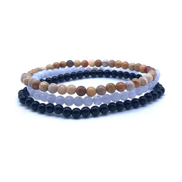 

beaded, strands 3pcs/set women bracelets 4mm round nature stone beads girls bracelet 18-18.5cm not glass really color citrine rhodonite carn, Black