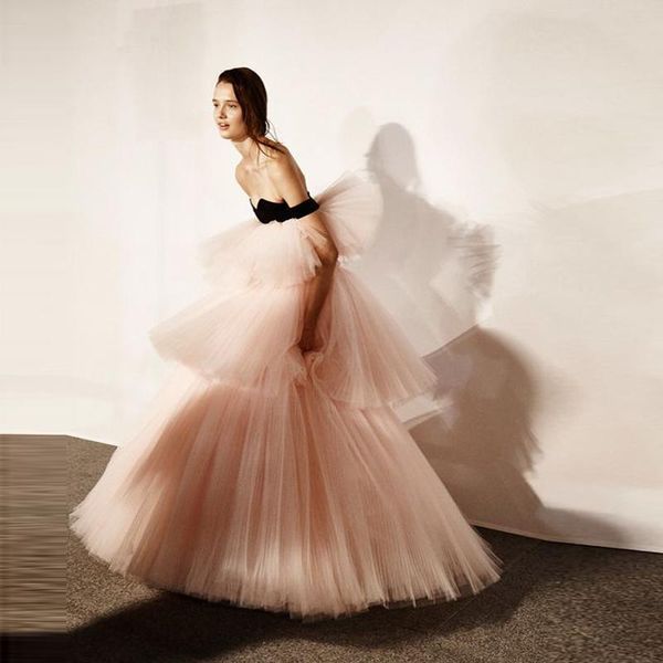 

skirts boho special designed 2021 tulle women poshoots lush skirt ruffles tired tull ball gowns for bridal, Black
