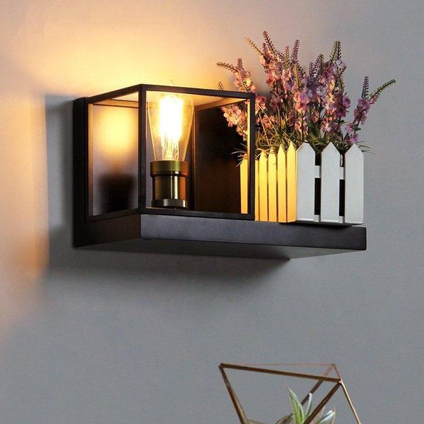 

wall lamps american creative wood lamp retro industrial wind bedside aisle light wrought iron frame decor bedroom fixtures