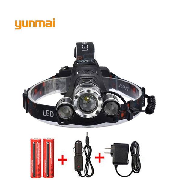 

headlamps est zoom 8000lm xml-t6 torch head headlights rechargeable headlamp for fishing 18650 battery car-charger