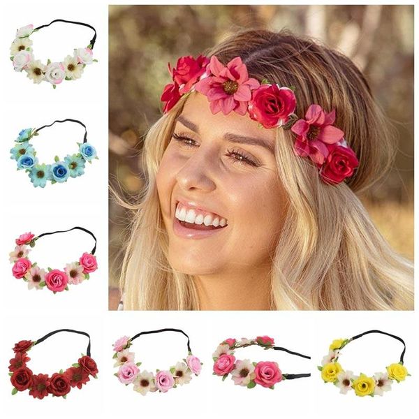 

hair accessories spring holiday wreath simulation rose headbands cloth garland hairband bohemia style lovely pography headdress