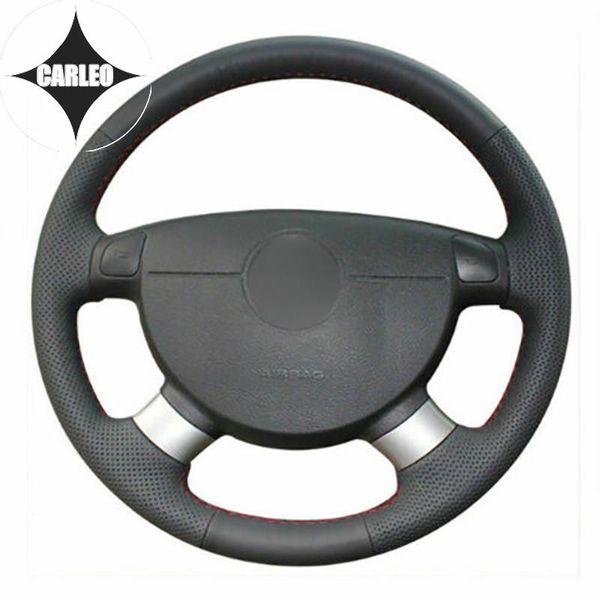 

steering wheel covers diy car cover for excelle chevy aveo genuine black leather custom hand stitching holder layer wrap