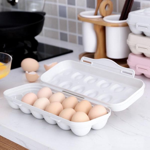 

storage bottles & jars 12/18 grids egg container tray snap type stackable kitchen anti-breaking organizer with lid refrigerator