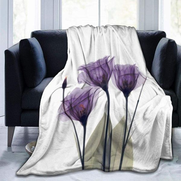 

blankets lavender purple hope flowers flannel fleece throw 80"x60" living room bedroom sofa couch warm soft bed blanket