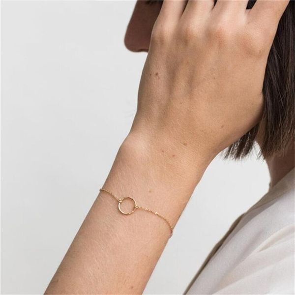 

charm bracelets hollow circle round bracelet geometric link chain gold silver color bangle gift, Golden;silver