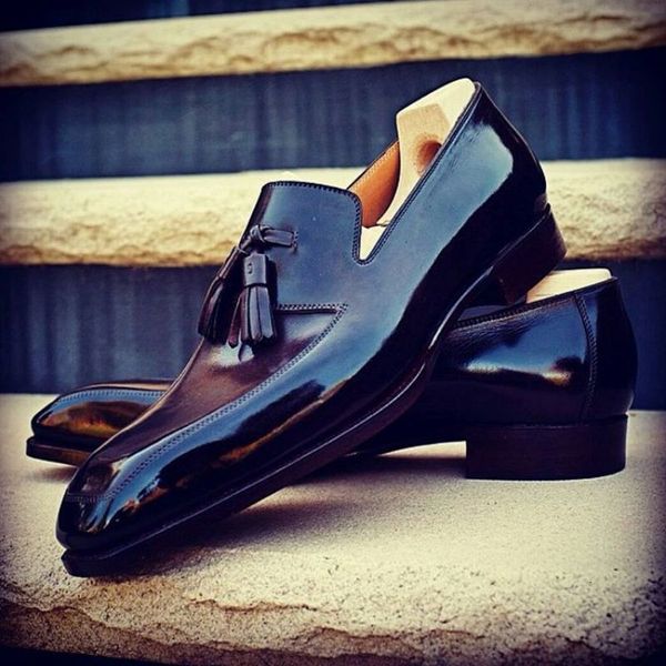 

dress shoes men of plutonium leather handcrafted slide in classic men's casual ankle shoes fashion fall designer kr238 alcy, Black