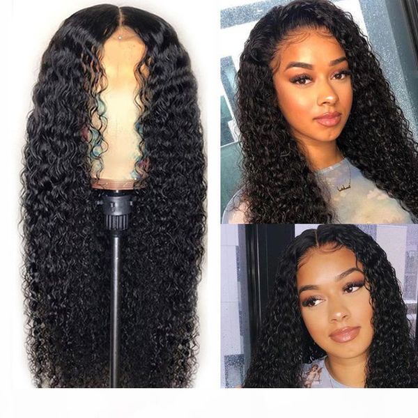 

malaysian curly hair wig lace front wigs 4x1 t part lace human hair remy wig pre plucked with baby hair, Black