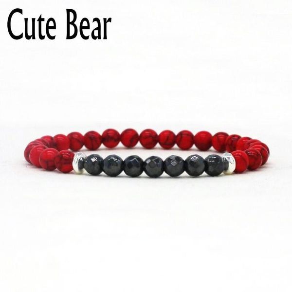 

charm bracelets cute bear brand hematite beads women bracelet 2021 natural turquoises black matte lava stone for men gift, Golden;silver