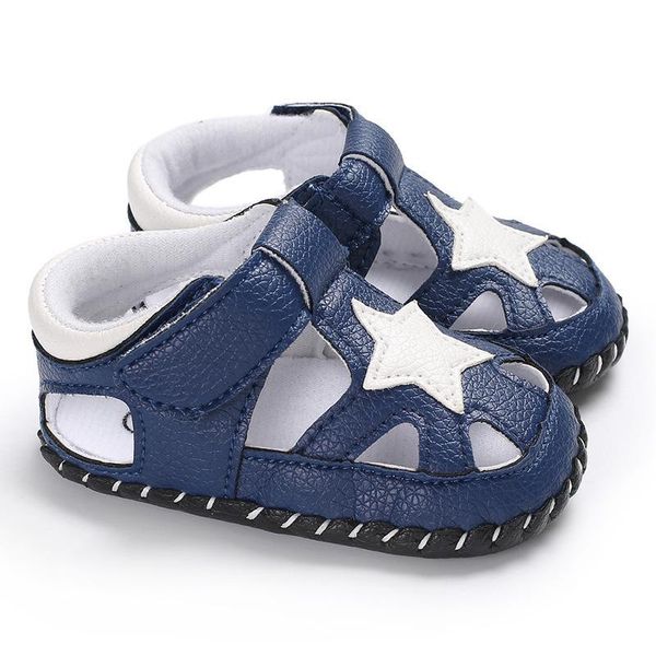 

sandals 2021 baby shoes girl boy born toddler pu leather anti-slip 0-18 months star walking first walker, Black;red