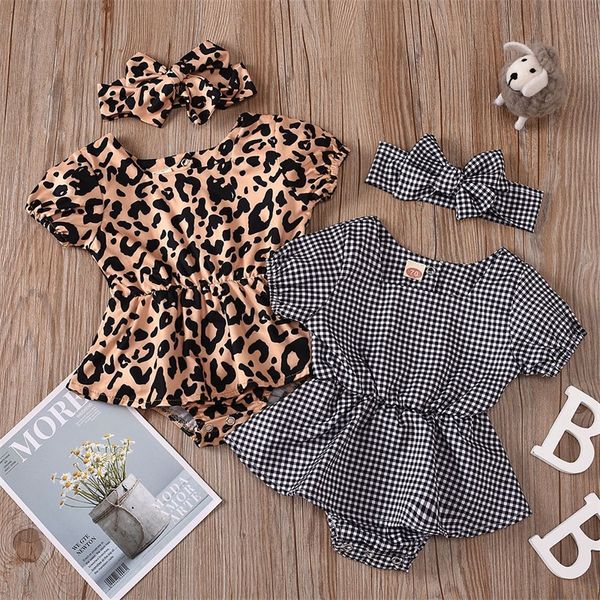 Crianças Macacões Meninas Meninos Leopard Manta Romper Recém-nascido Recém-nascido Lattice Jumpsuits Verão Moda Boutique Bebê Escalada Roupas 1797 B3