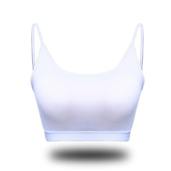 

sleeveless crop solid color camisole tank sport bra comfortable cami workout shirts with removable bra for women sport/yoga, Black;white
