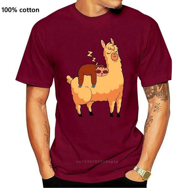 

men's t-shirts sloth riding llama - women's funny illustrations t-shirt custom graphic tees tee shirt, White;black