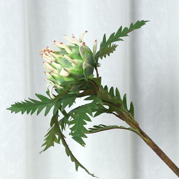 

decorative flowers & wreaths king protea branch with leaves for home table decor artificial living room decoration flores artificiales