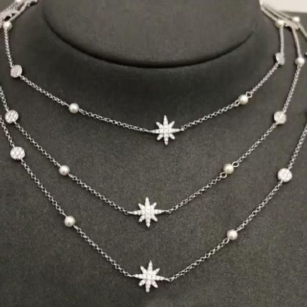 

chains sljely fashion brand 925 sterling silver versatile star wrap around long necklace with pearls divind series women monaco jewelry