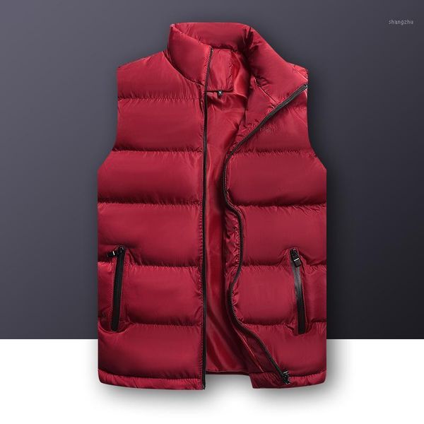 

men vest mens jacket zipper sleeveless winter fashion quality outwear male cotton-padded men's thicken waistcoats, Black;white