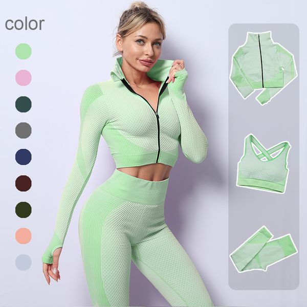 

2/3 pcs seamless tight women yoga outfits fitness women's tracksuit long sleeve exercise clothing running gym suits workout set female, White;red