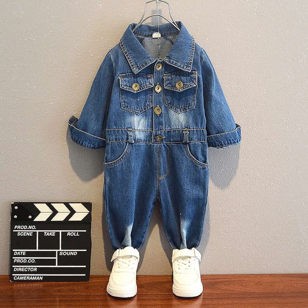 

baby denim suspenders boys' 2020 spring and autumn new children's korean set, Blue