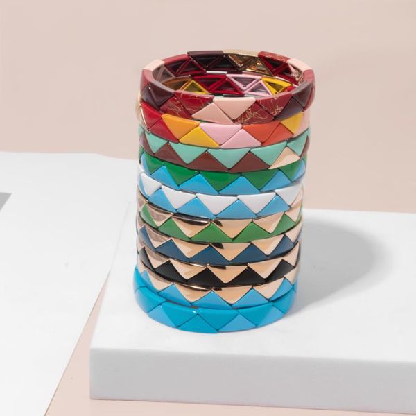 

beaded, strands miyouke triangle stretch bracelet geometric enamel bracelets multicolor bangles for women and men, Black