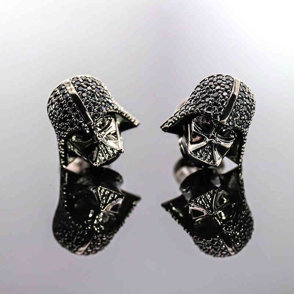

guangzhou fashion men's micro inlaid armor warrior helmet cufflinks popular accessories, Silver;golden