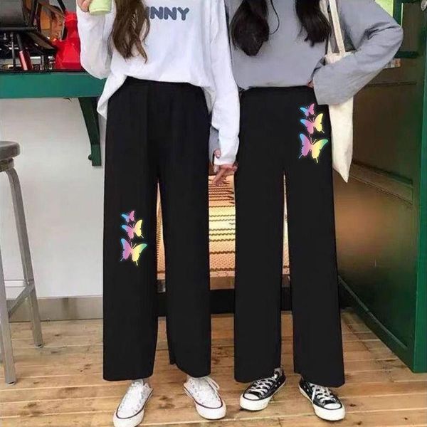 

women's pants & capris cute butterfly print streetwear women autumn joggers hip hop rock summer cargo casual reflective trousers, Black;white