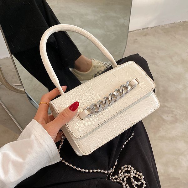 

crocodile pattern square tote bag 2021 fashion new high-quality pu leather women's designer handbag chain shoulder messenger bag c0227