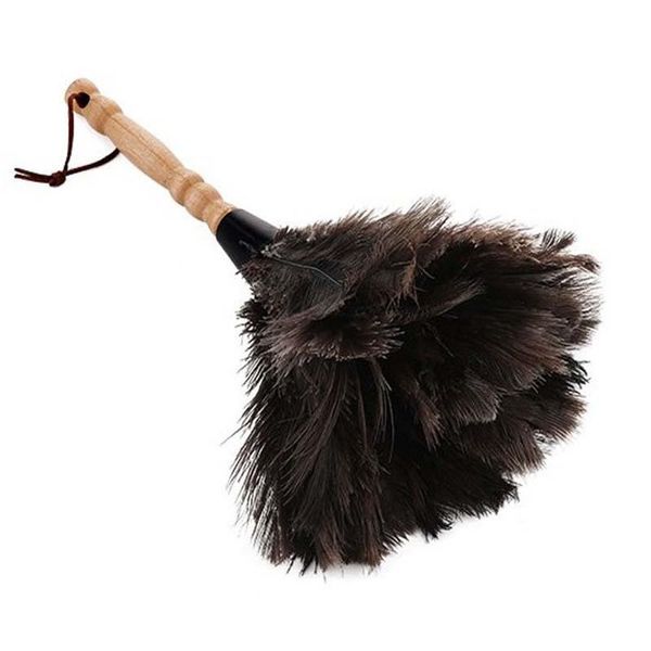 

anti-static ostrich feather fur brush duster dust cleaning tool wooden handle