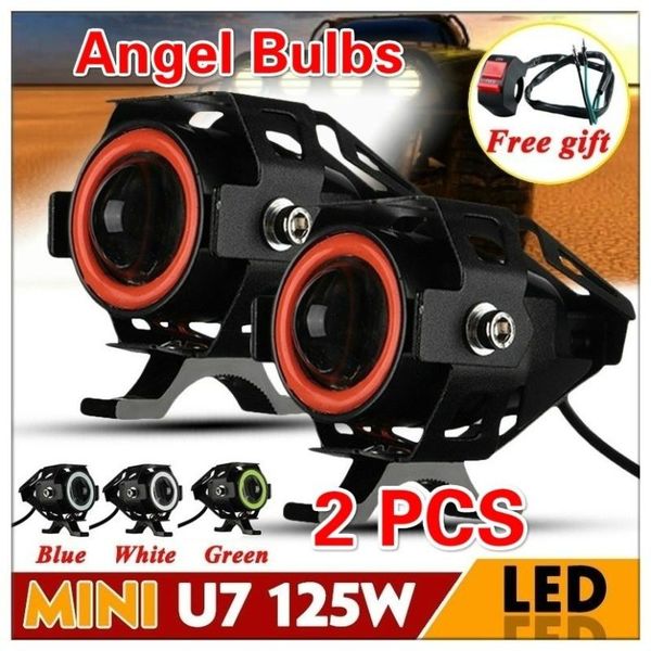 

1 pair 125w mini u7 led motorcycle spotlight angel light motorcycle scooter light