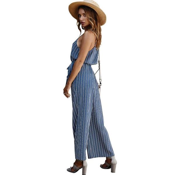 

women's jumpsuits & rompers women summer holiday casual sleeveless fashion ladies boho bodysuit loose long pant trousers overalls for c, Black;white