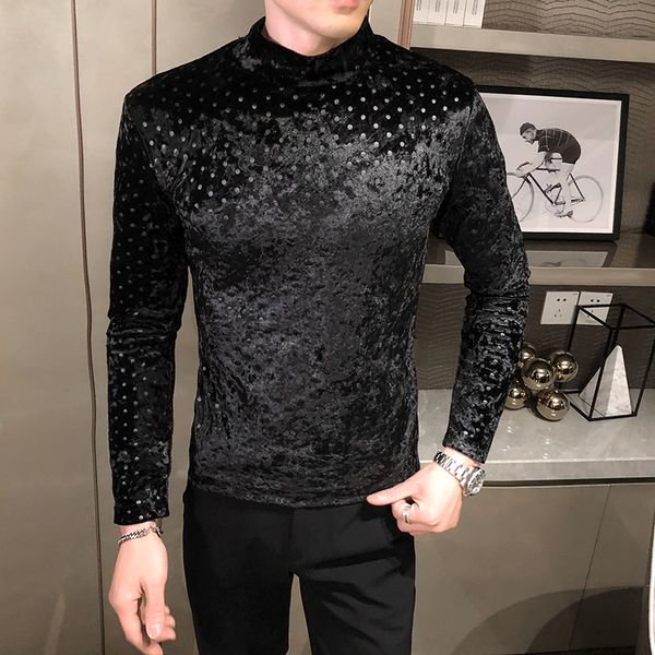 

long 2021 new sleeves in the autumn winter men of size 5xl polka do t shirt dnbe, Black;brown