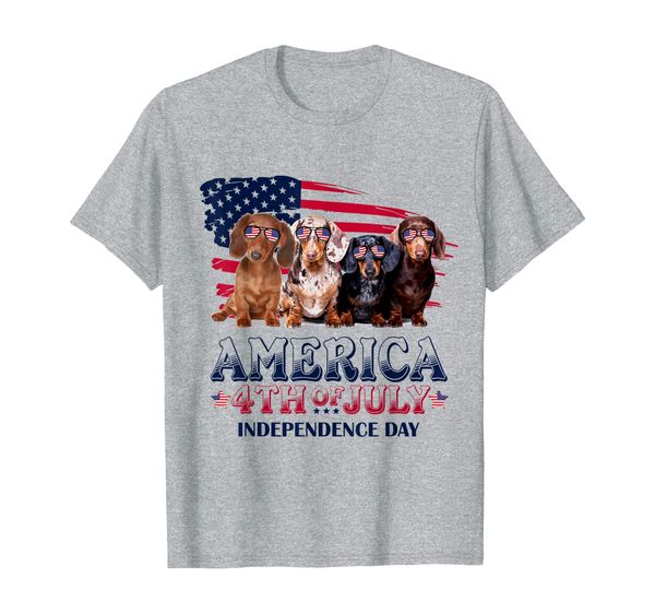 

dachshund america 4th of july independence day t-shirt, White;black