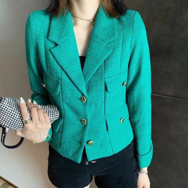 

women's jackets 2021 vintage women luxury tweed jacket coat female fashion 2 color gdnz 9.02, Black;brown