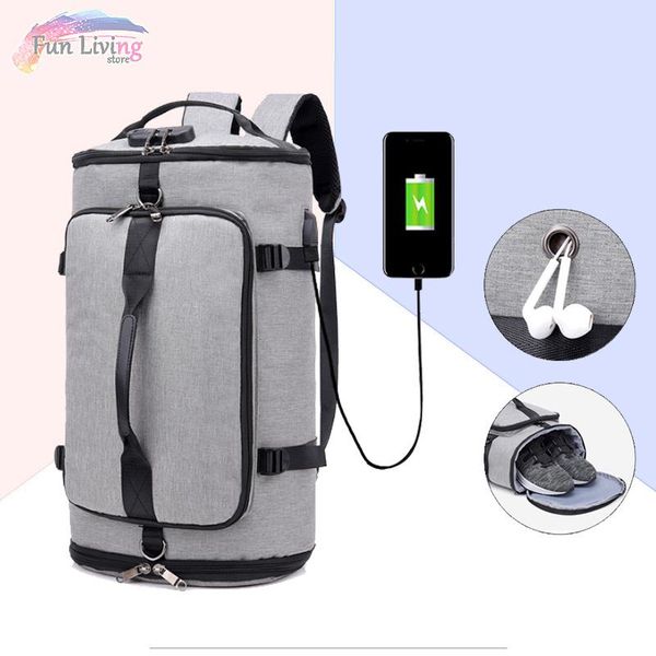 

outdoor bags men's sport fitness training bag nylon gym travel backpack multifunction tote for shoes storage
