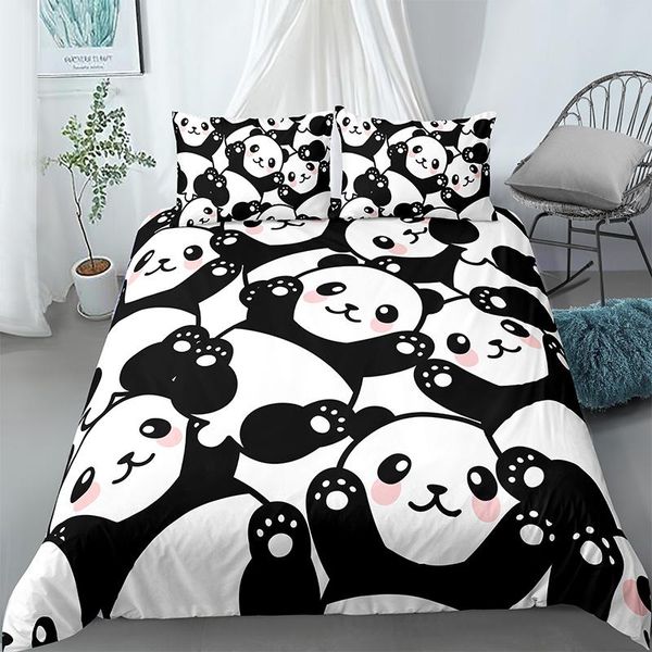 

bedding sets panda printed 2/3pcs set bamboo duvet cover for child bedclothes and pillowcases comforter covers bed