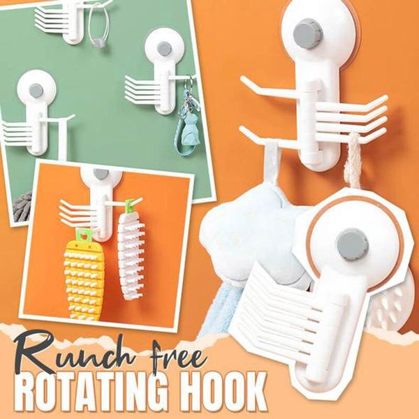 

hooks & rails punch-hook seamless 180Â° rotatable strong wall for kitchen bedroom living room multi-purpose wardrobe 2pcs