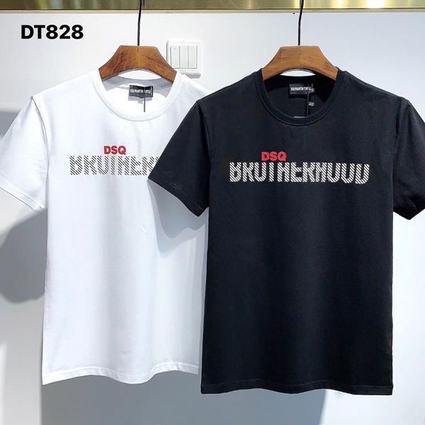 

men's t-shirts 2021 summer t-shirt men fashion print 100% cotton tees breathable quality dt828, White;black