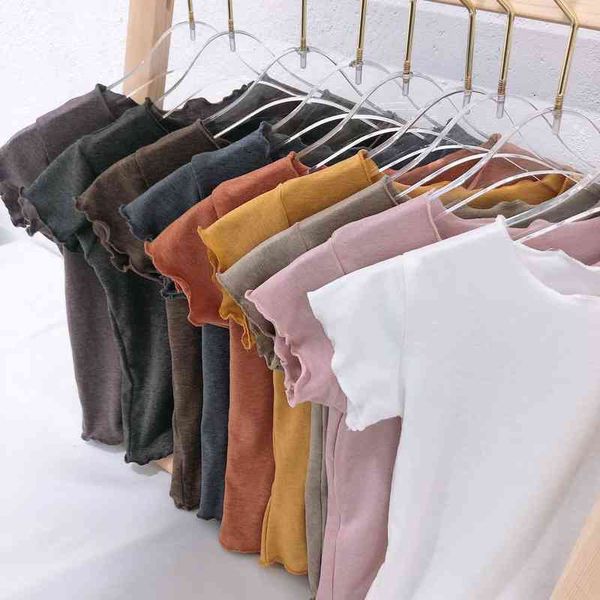 

summer children t shirt casual simple solid color short sleeve t-shirts baby boys girls soft cotton kids clothing g1224, Blue