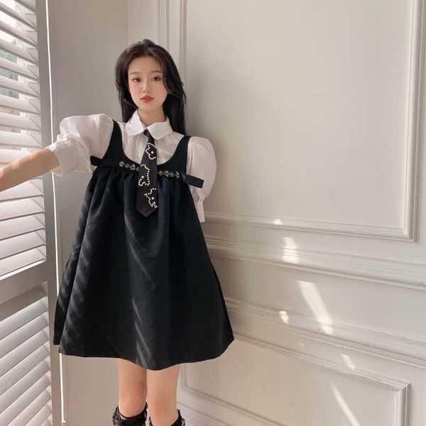 

womengaga mini tank vest dress female french korea strap crystal s black dresses summer loose plus size 84ln 210603, Black;gray