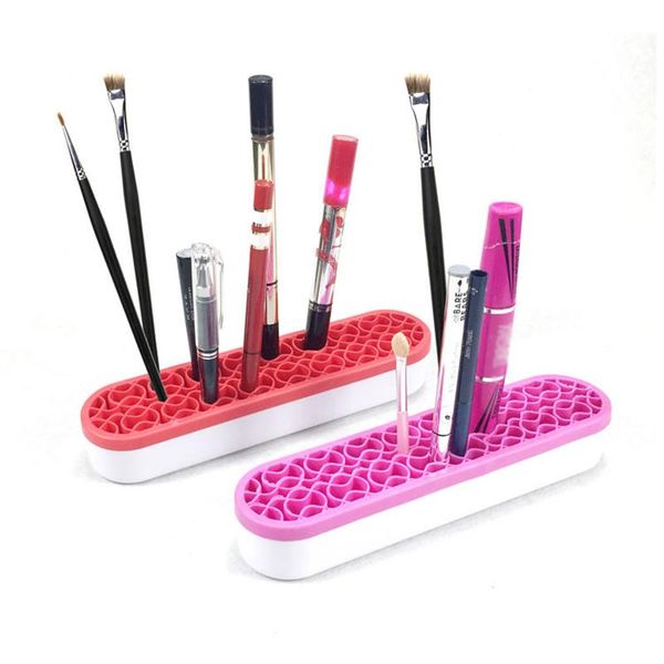 

storage boxes & bins 1pcs cosmetic box silicone portable brush drying rack